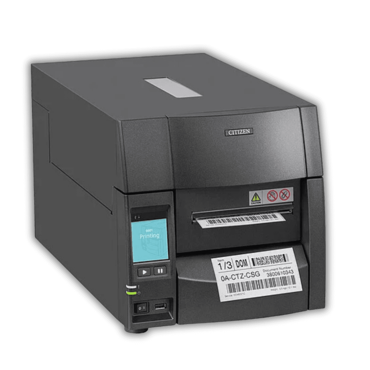 Citizen CL-S700III — widok z przodu, kolorowy ekran dotykowy 2,8" i metalowa obudowa Hi-Open