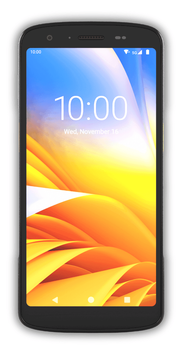 Zebra TC22 — widok z przodu, ekran 6 cali FHD+ z Corning Gorilla Glass i logo Zebra