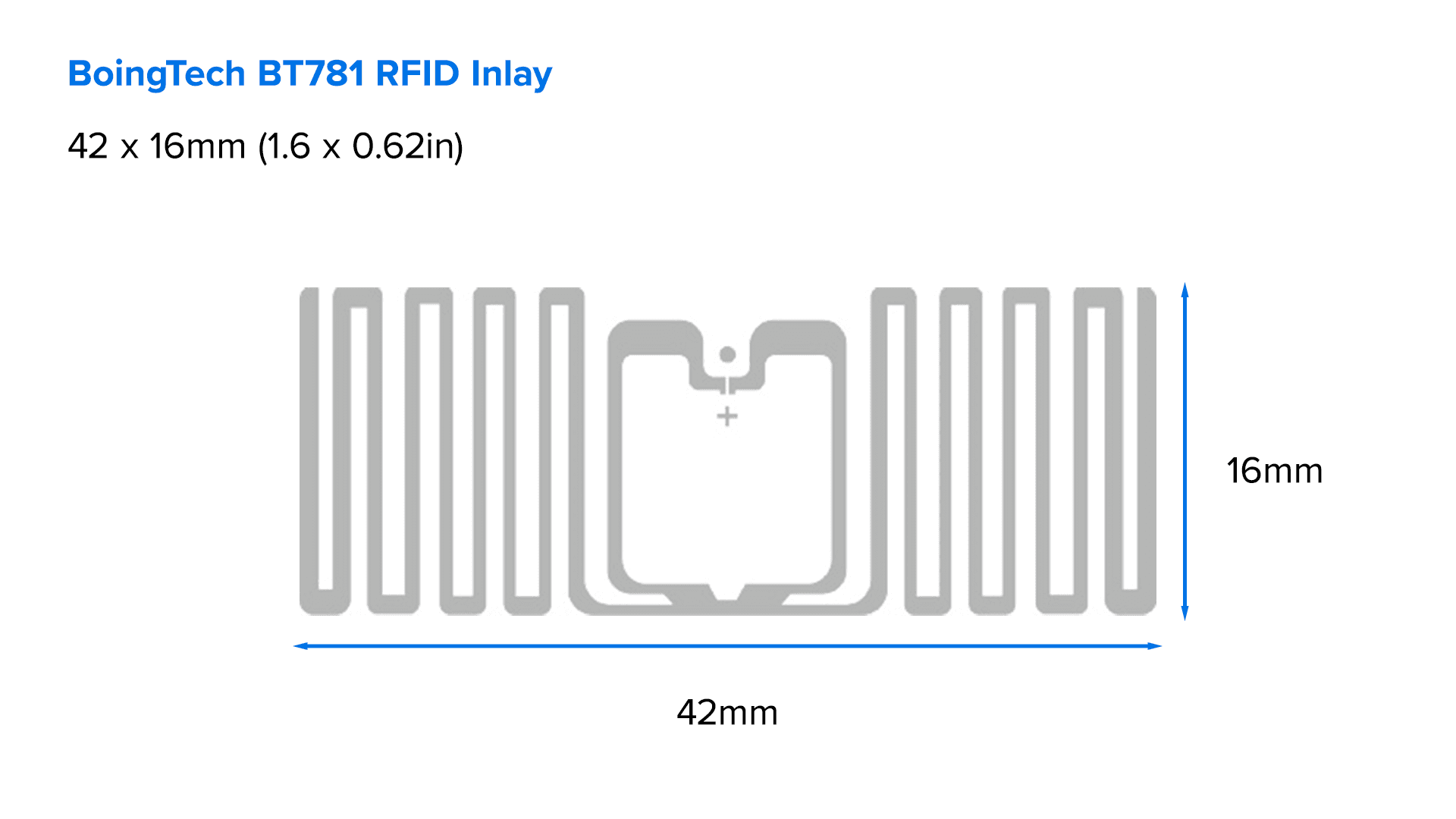 Zebra BT781 PP — schemat wkładki RFID; wymiary anteny są mniejsze od etykiety